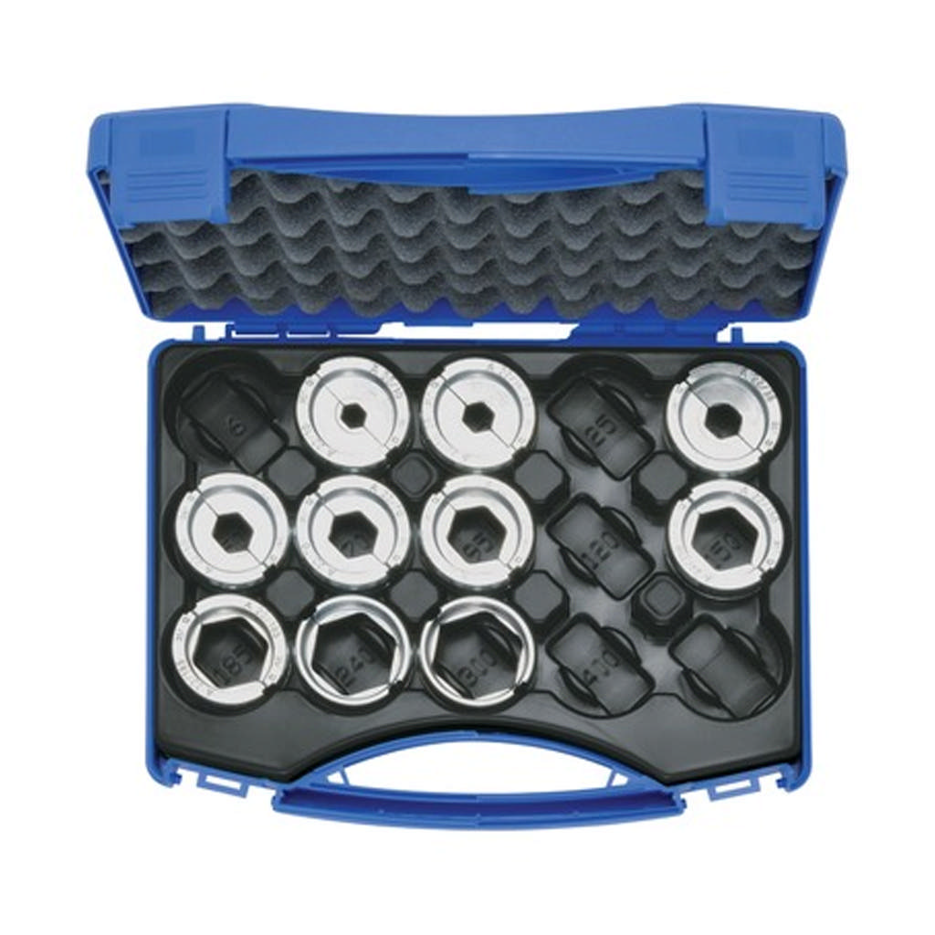 Persmatrijzenset 10-300 mm² A22 kunststof koffer, 11-delig